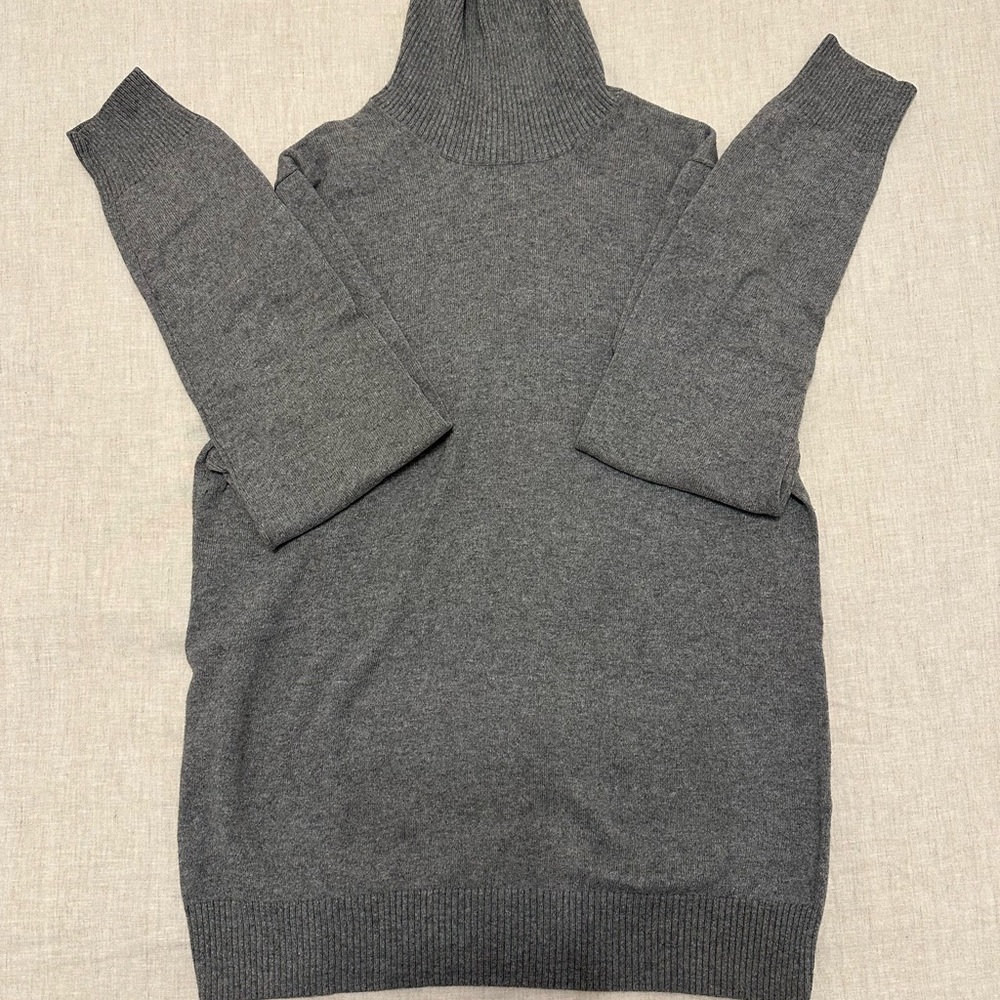 Lands' End Gray Turtleneck Sweater with Long Sleeves